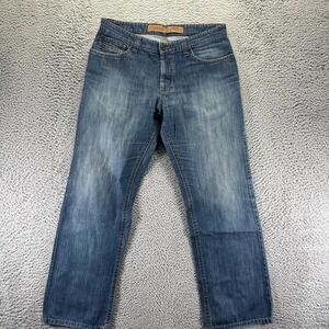 Camel Active Jeans Men's 35x32 Blue Cotton Denim Straight Faded Workwear Utility